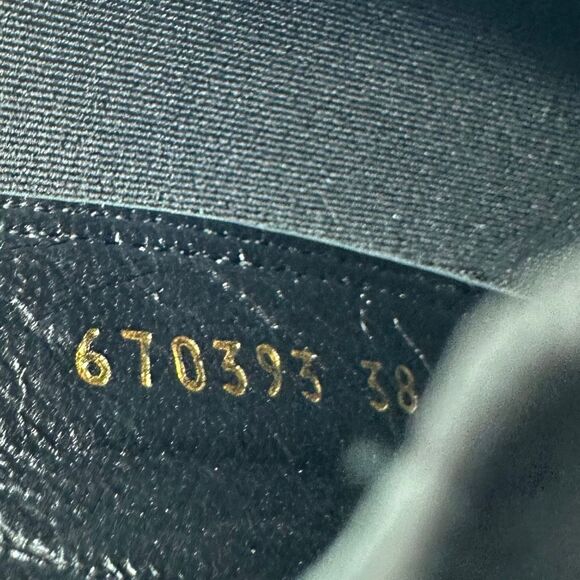 GUCCI Flores Horsebit Chain Black Leather Boot Size 38 Bootie Round Toe Baby - Picture 13 of 14